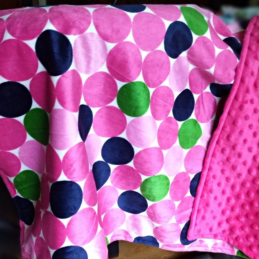 Pink Polka Dotted Baby Blanket - Picture 2 of 2